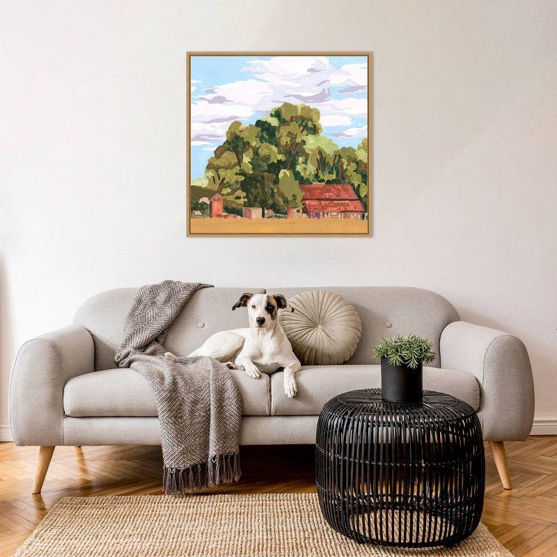 House in Village II Realism Canvas Print with Maple Frame