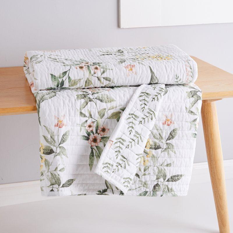 Viviana Floral Reversible Cotton Quilted Throw