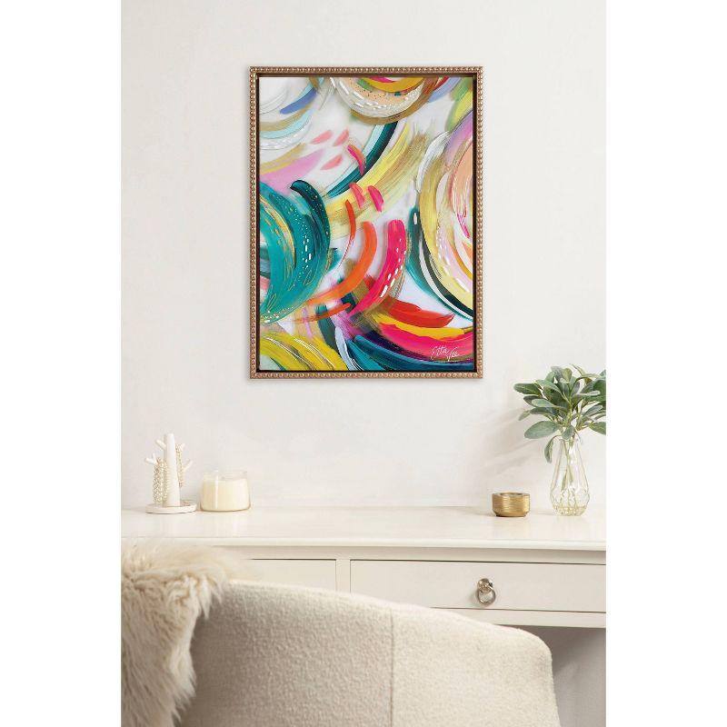 18"x24" Sylvie Beaded EV Brushstroke 180 Framed Canvas by EttaVee Gold - Kate & Laurel All Things Decor