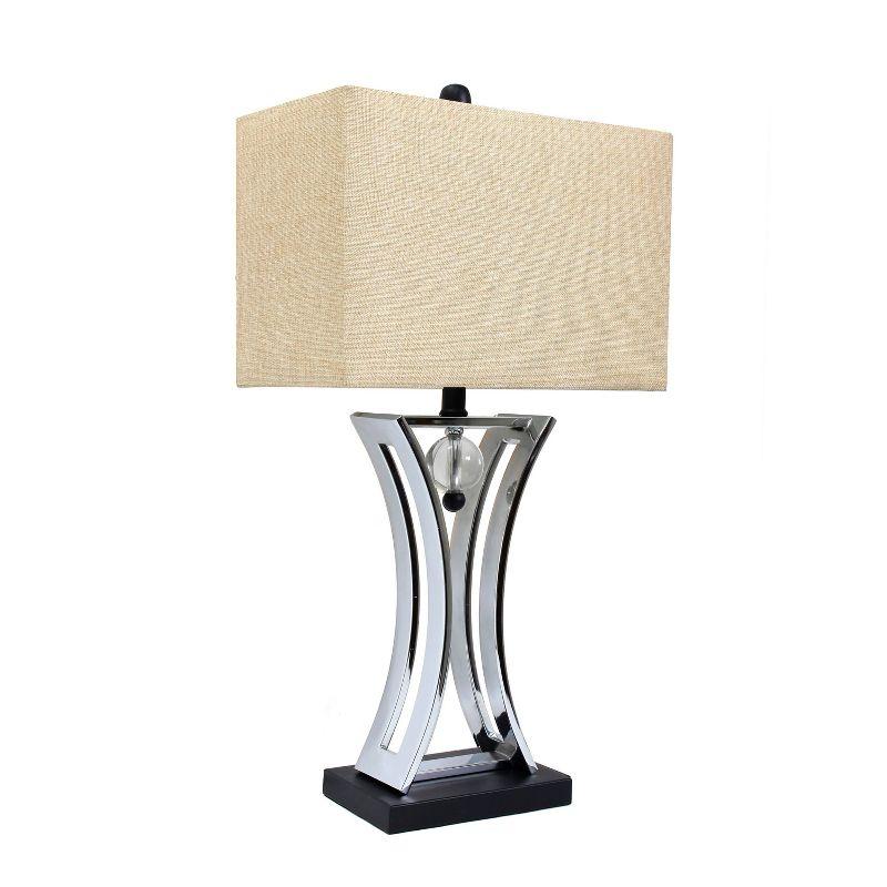 Matte Black and Satin Nickel Hourglass Table Lamp