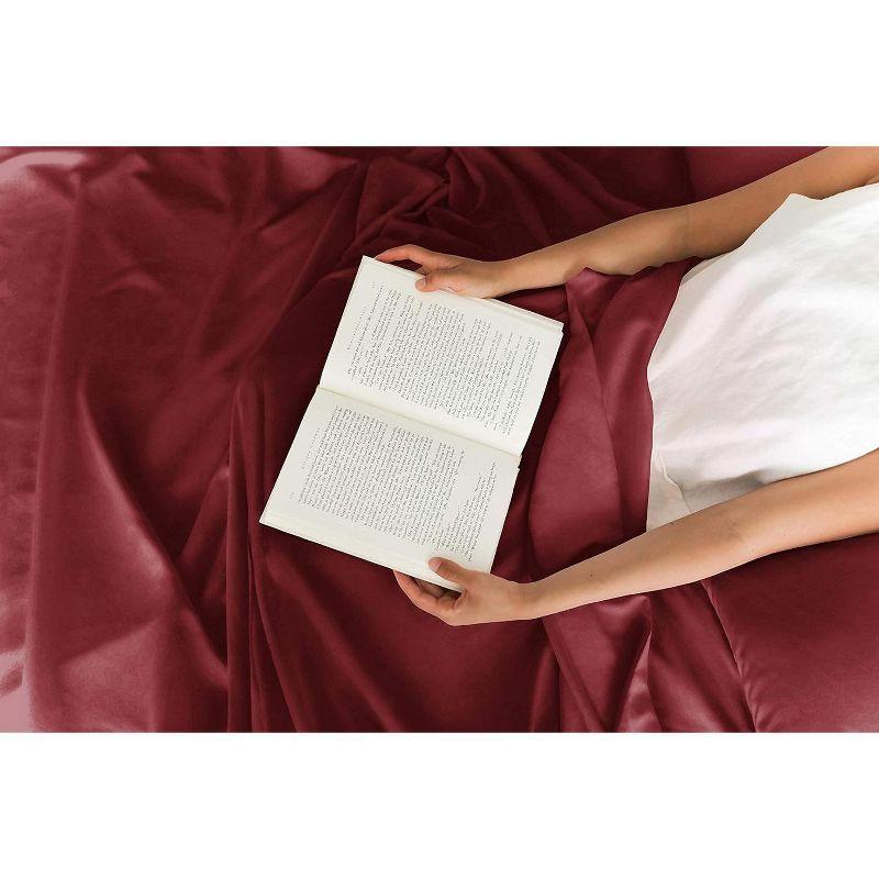 Burgundy California King Microfiber 4-Piece Bed Sheet Set