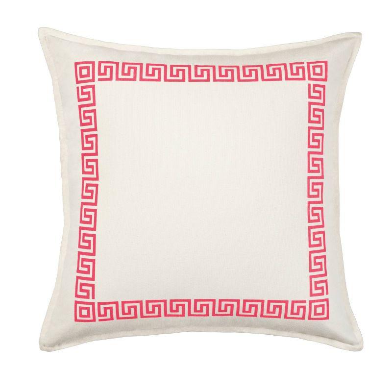 Greek Key 20" Square Cotton Canvas Throw Pillow