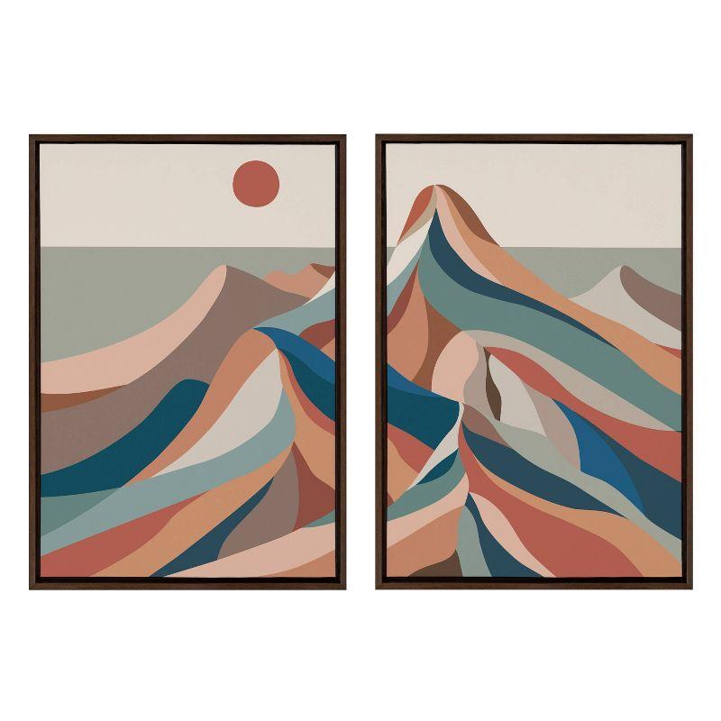 Mid-Century Modern Multicolor Mountain Landscape Canvas Set