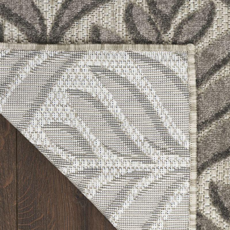 Nourison Aloha Tropical Palm Flatweave High-Low Indoor Outdoor Area Rug Charcoal 2'8" x 4'