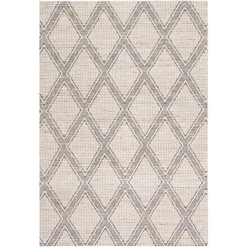 Ivory Diamond Flat Woven Round Wool Area Rug