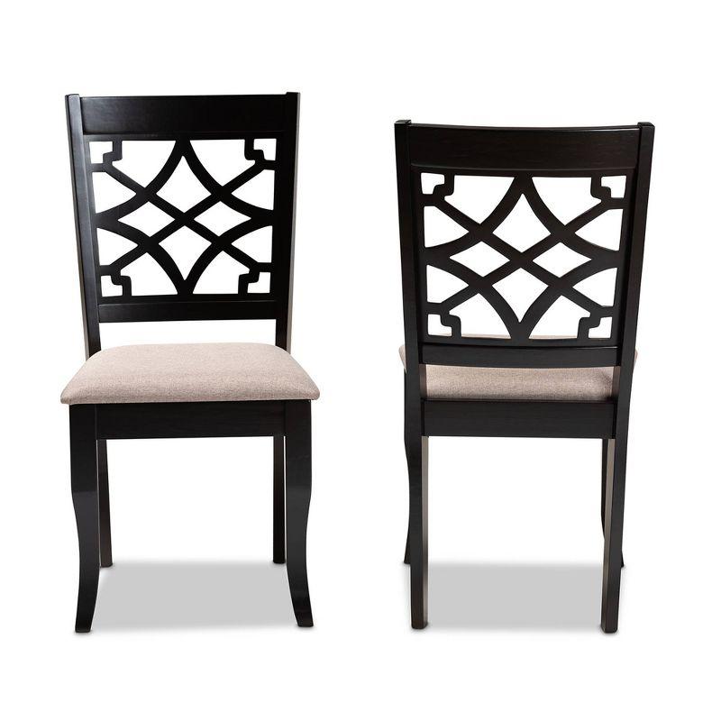 Espresso Sand Cane-Back Oak Wood Side Chair Set