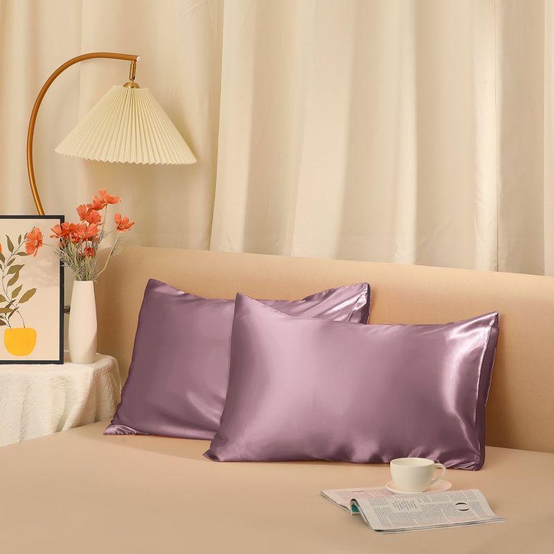 Unique Bargains Satin Hair and Skin Breathable Envelope Closure Pillowcase 2 Pcs