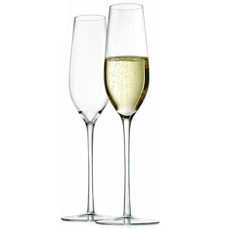 NutriChef 2 Pcs. of Crystal Champagne Flutes - Ultra Clear, Elegant Champagne Glasses, Hand Blown