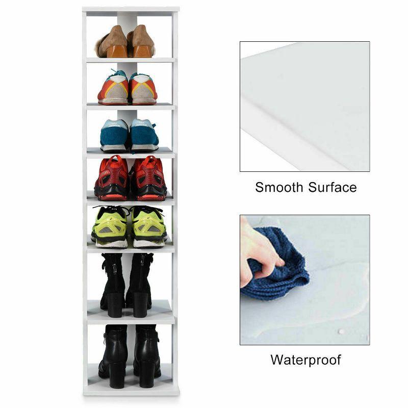 Costway Wooden Shoes Storage Stand 7 Tiers Shoe Rack Organizer Multi-shoe Rack Shoe box White/Black