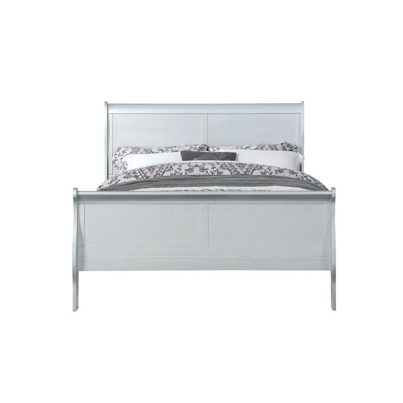 Full Louis Philippe Bed Platinum - Acme Furniture: Classic Sleigh, Pine Wood Frame, Box Spring Required