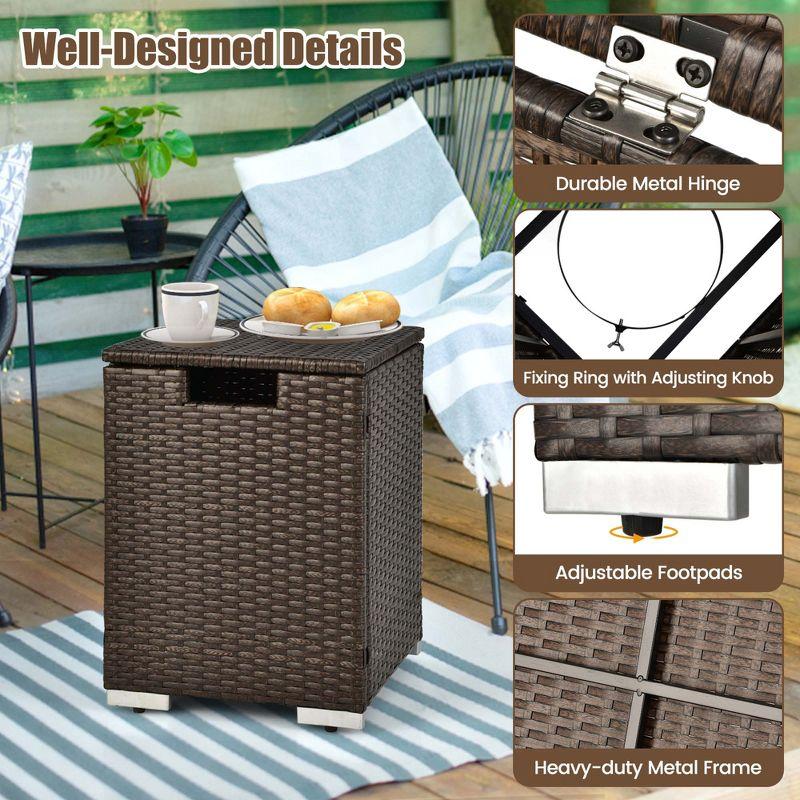 Costway 16'' Rattan Propane Tank Cover Hideaway Side Table 20 lbs Propane Gas Holder