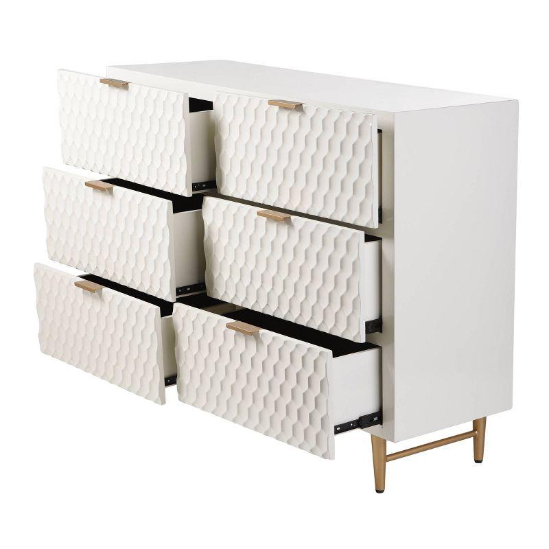 Lexi Cream and Gold Six Drawer Accent Dresser