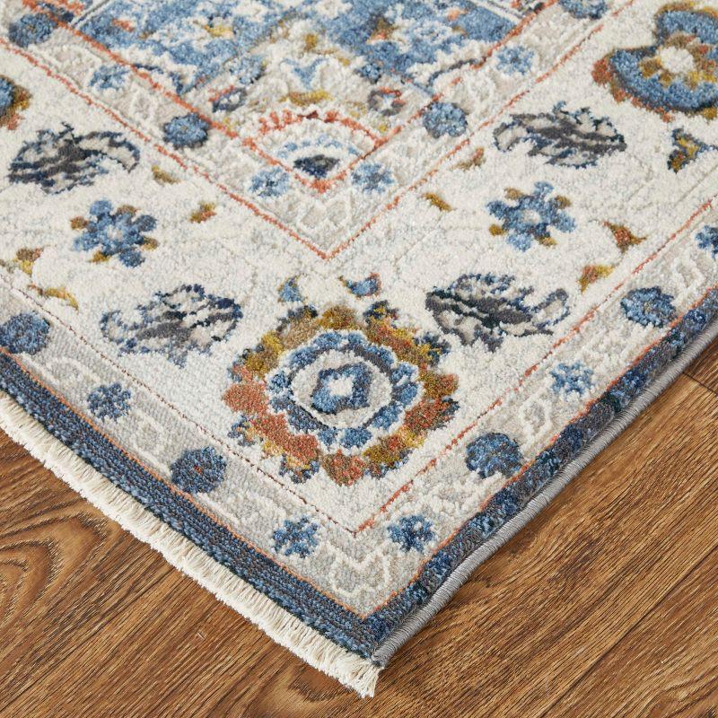 Kaia Transitional Medallion Ivory/Blue/Red Area Rug