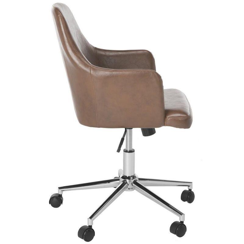 Cadence Brown Leather Swivel Office Chair with Chrome Base