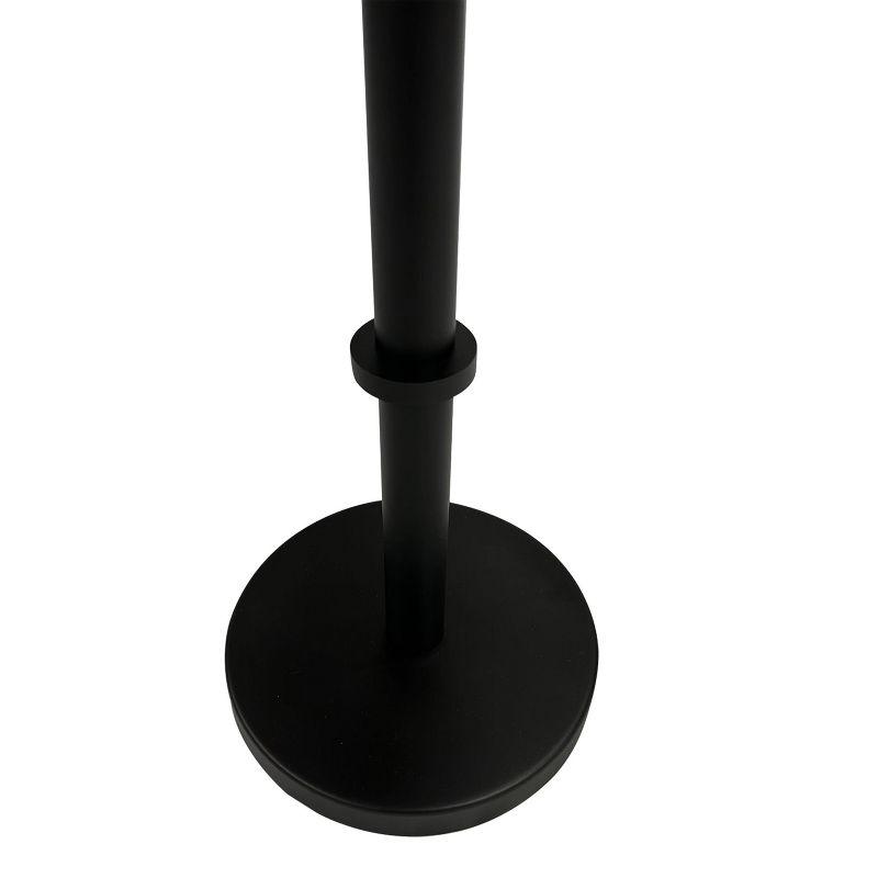 The Urban Port 12" Side End Table Vintage Sleek Pillar Base Round Tray Top Matte Black