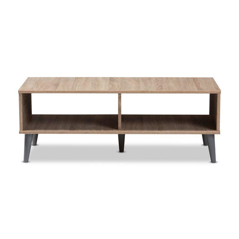 Pierre Oak Brown and Gray Mid-Century Modern Coffee Table