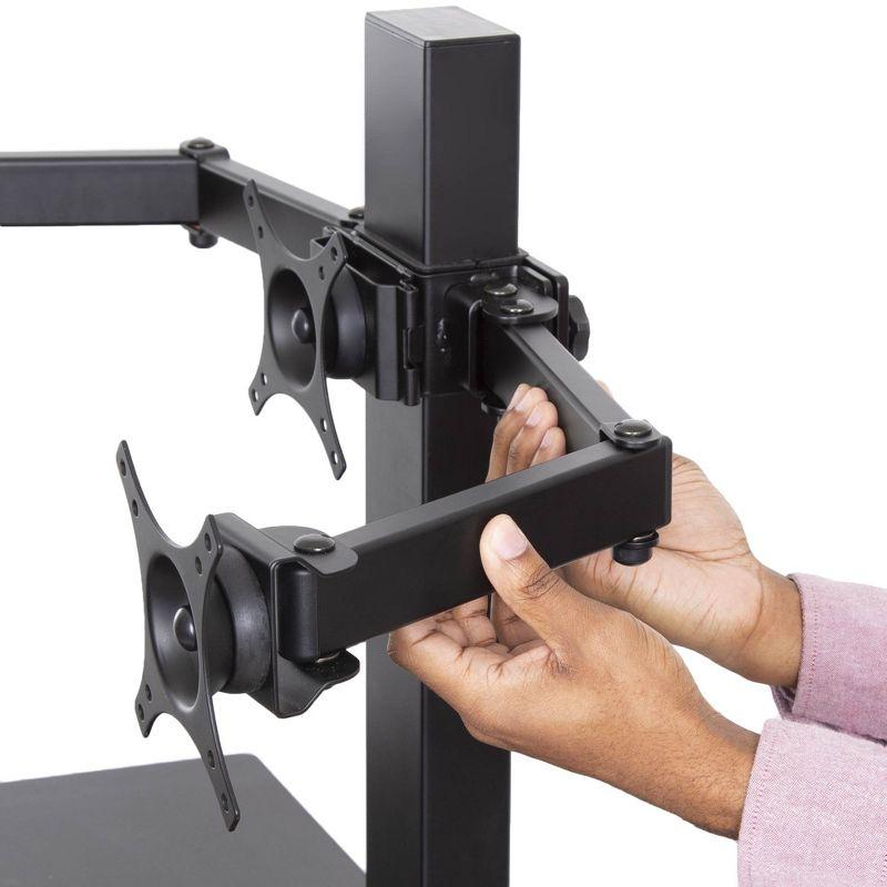 Techtonic Electric 3 Arm Monitor Mount Standing Desk - Sit to Stand Desk Converter with Keyboard Tray – Black – Stand Steady