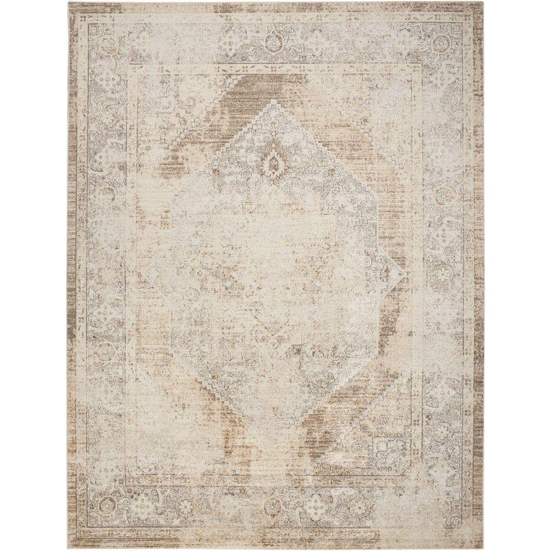 Astra Oriental Machine Washable Power Loom Polyester Area Rug in Beige