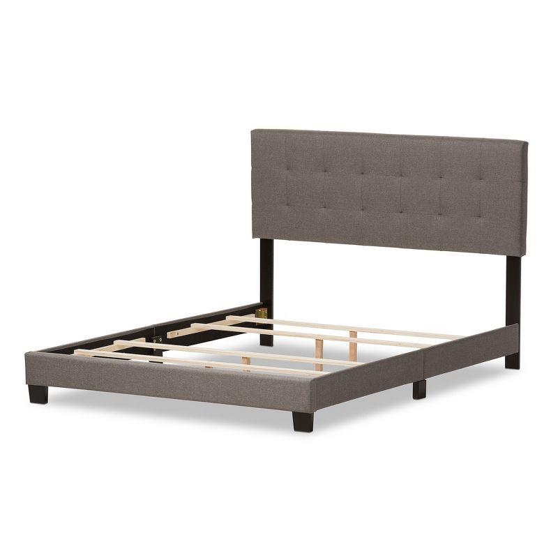 Full Brookfield Modern and Contemporary Fabric Upholstered Grid Tufting Bed Gray - Baxton Studio: MDF Panel Design, Spot Clean