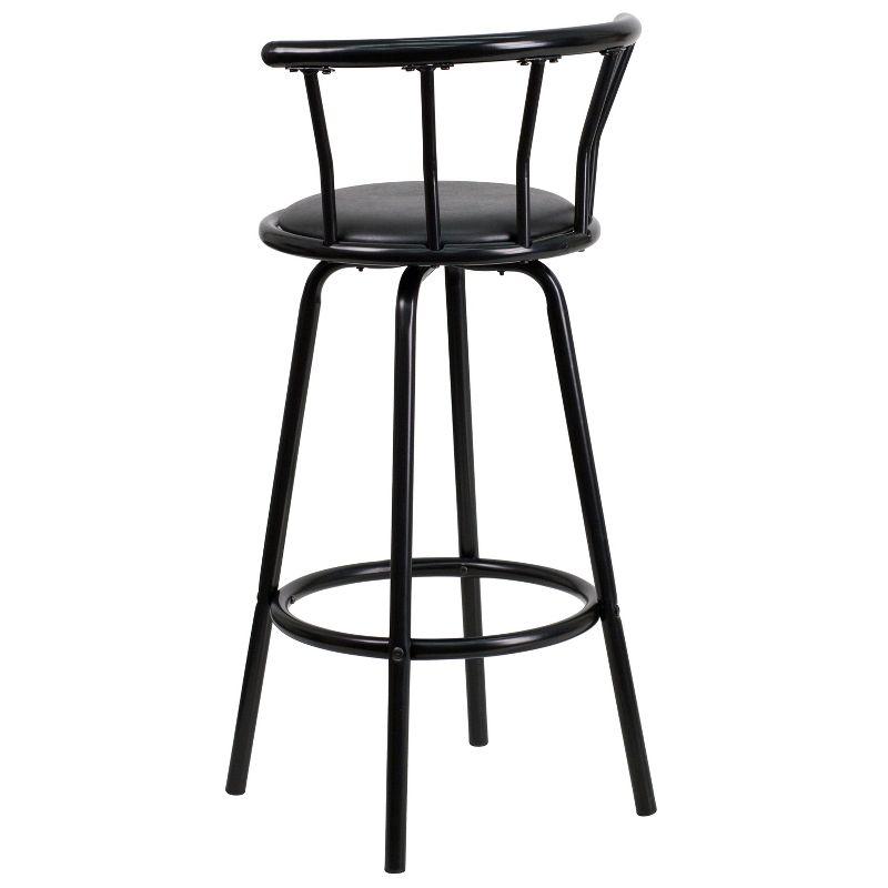 Flash Furniture Crown Back Black Metal Barstool with Black Vinyl Swivel Seat