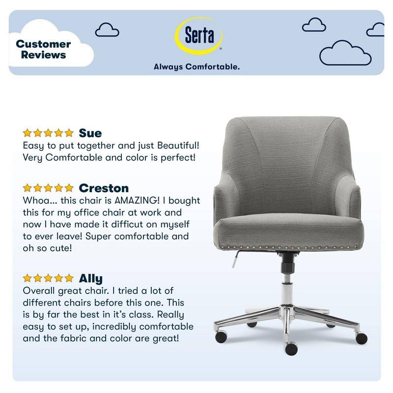 Style Leighton Home Office Chair Medium Gray - Serta: Swivel, Adjustable, Wheeled