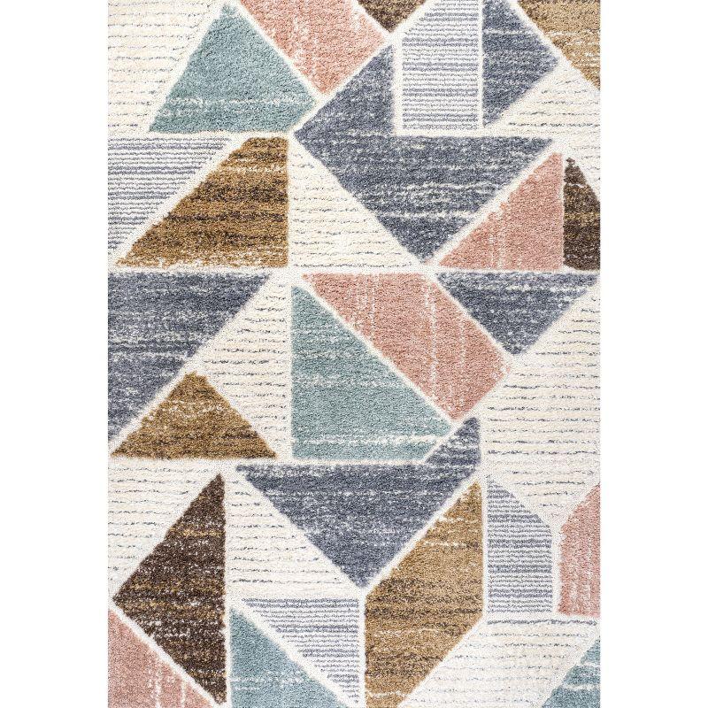 Ivory Geometric Synthetic Flat Woven Reversible Area Rug