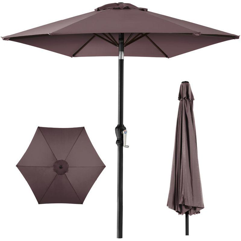 10ft Deep Taupe Steel Market Patio Umbrella with Crank and Tilt