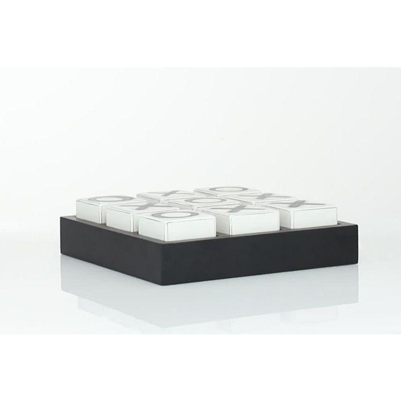 Sophisticated Black Wood Tic Tac Toe Game Set 14" with White Pieces