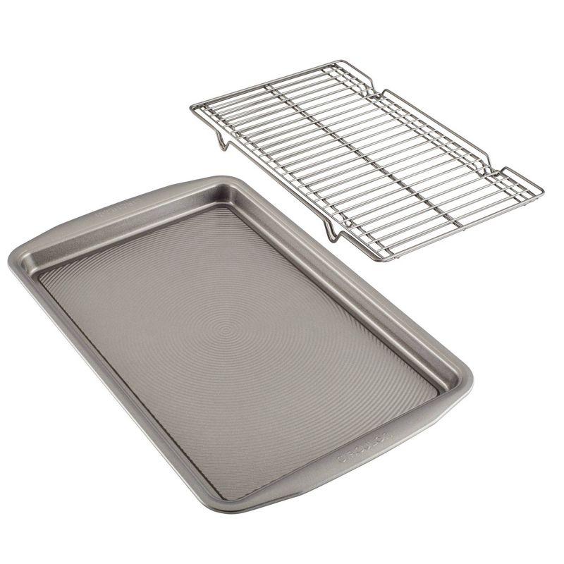 Silver Aluminum Non-Stick Baking Sheet Pan with Rack