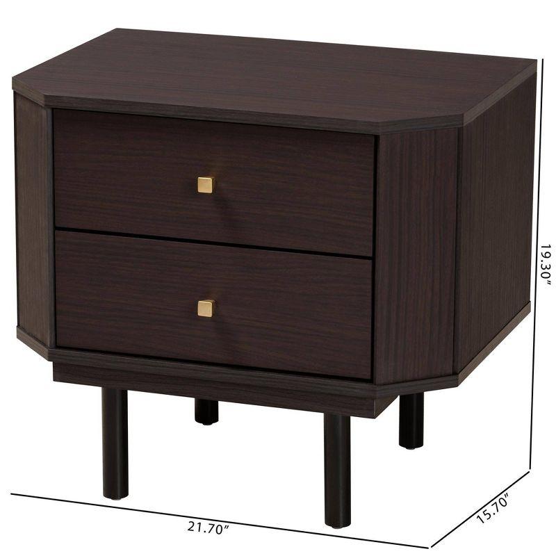 Norwood Two Tone 2 Drawer Wooden End Table Espresso Brown/Black - Baxton Studio: Modern Craftsmanship, Tapered Knobs