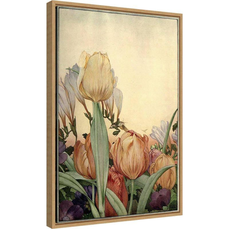 16" x 23" Garden Fantasy I Tulip Framed Canvas Wall Art - Amanti Art: Modern Style, Lithograph, Sawtooth Back Mount