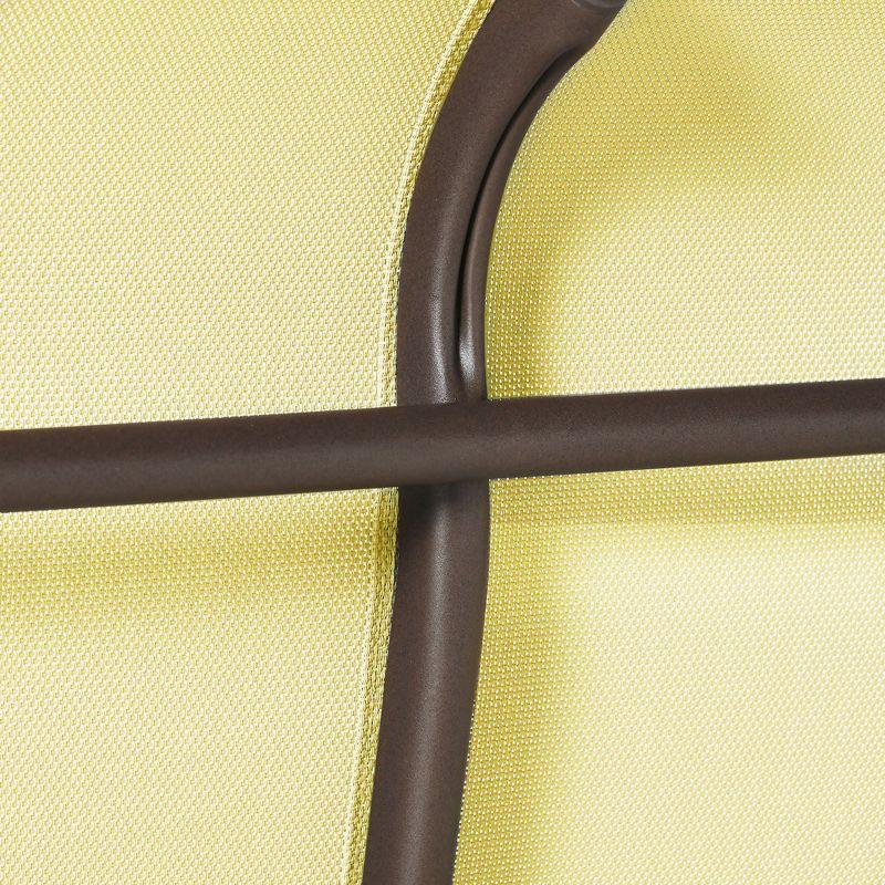 Outsunny 47" Outdoor Double Glider Bench for 2 Person, Patio Glider Armchair Swing Chair for Backyard with Mesh Seat and Backrest, Steel Frame, Beige