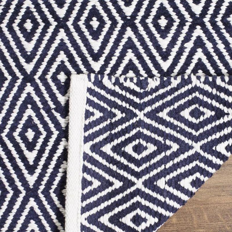 Navy Geometric Handwoven Cotton-Wool Blend Area Rug, 3' x 5'