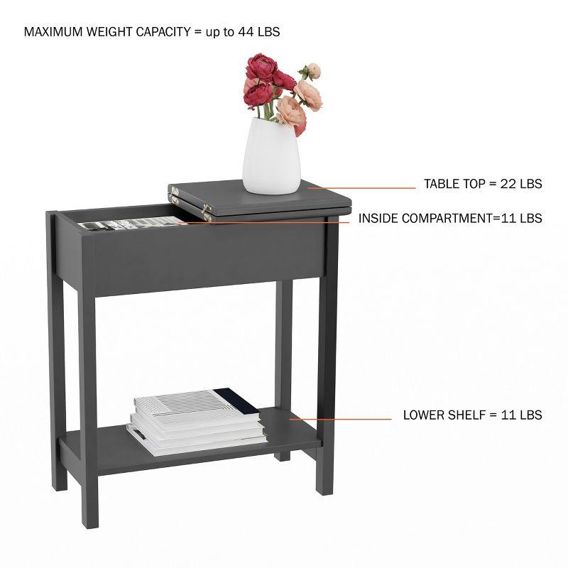 Transitional Flip-Top Storage Side Table in Wood and Metal