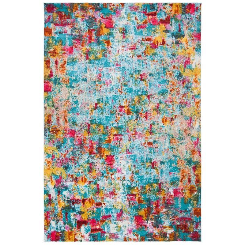 Aqua Fuchsia Hand-Knotted 4' x 6' Luxor Viscose Area Rug