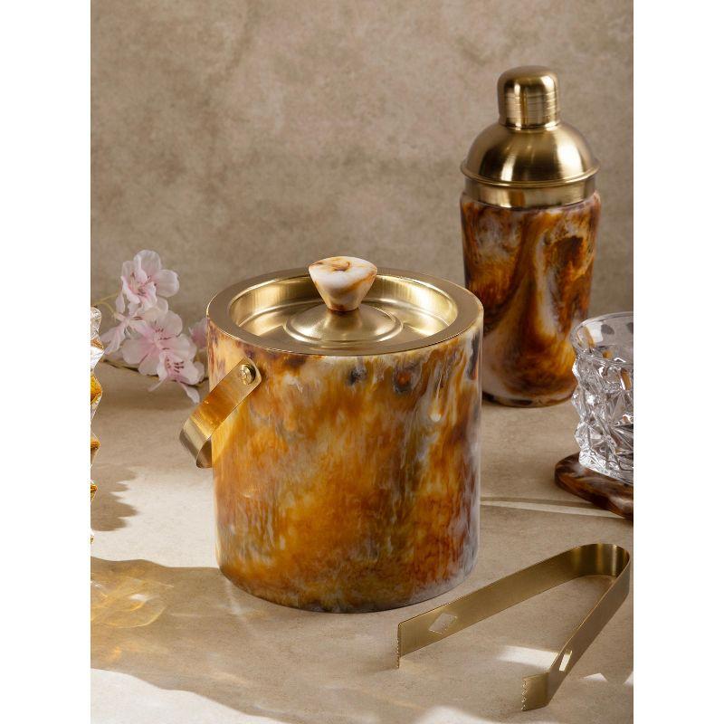 Kampai 7" Resin Ice Bucket with Gold Tongs