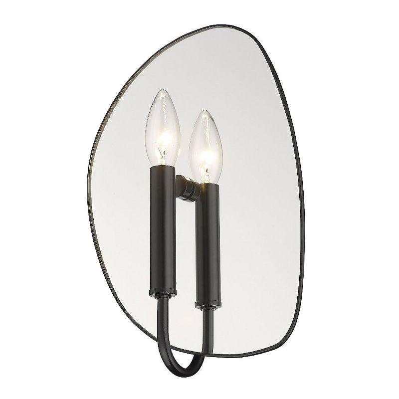 Matte Black Glass Mirror Backplate Wall Sconce