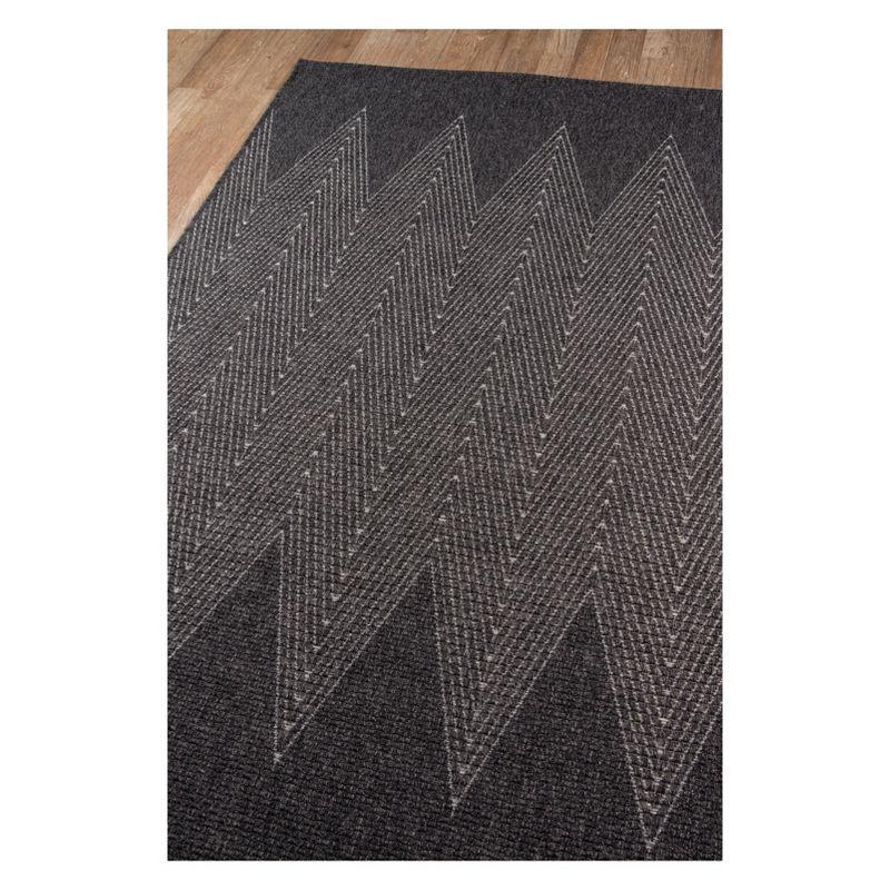 2'x3' Zig Zag Loomed Accent Rug Charcoal - Momeni: Contemporary Indoor/Outdoor Low Pile Area Rug, Machine Made