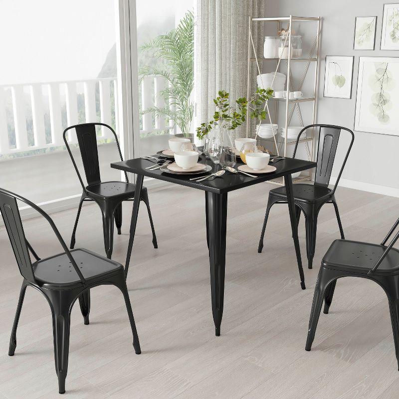 Merrick Lane 31.75" Square Metal Dining Table for Indoor and Outdoor Use in Black