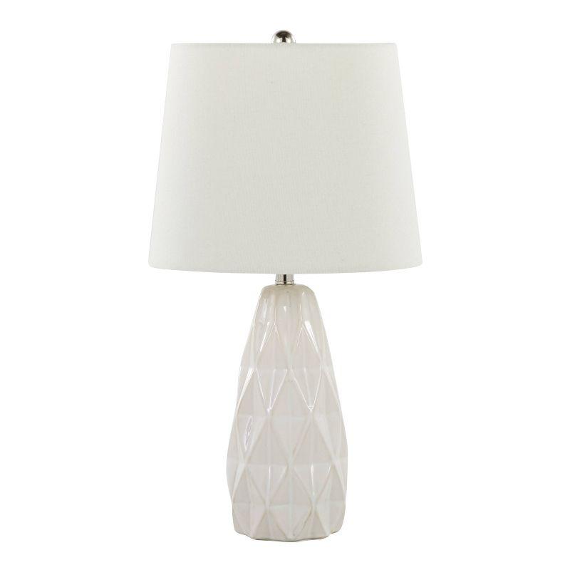 LumiSource (Set of 2) Hex 20" Contemporary Accent Lamps: Ceramic Body, Linen Drum Shade, UL Listed