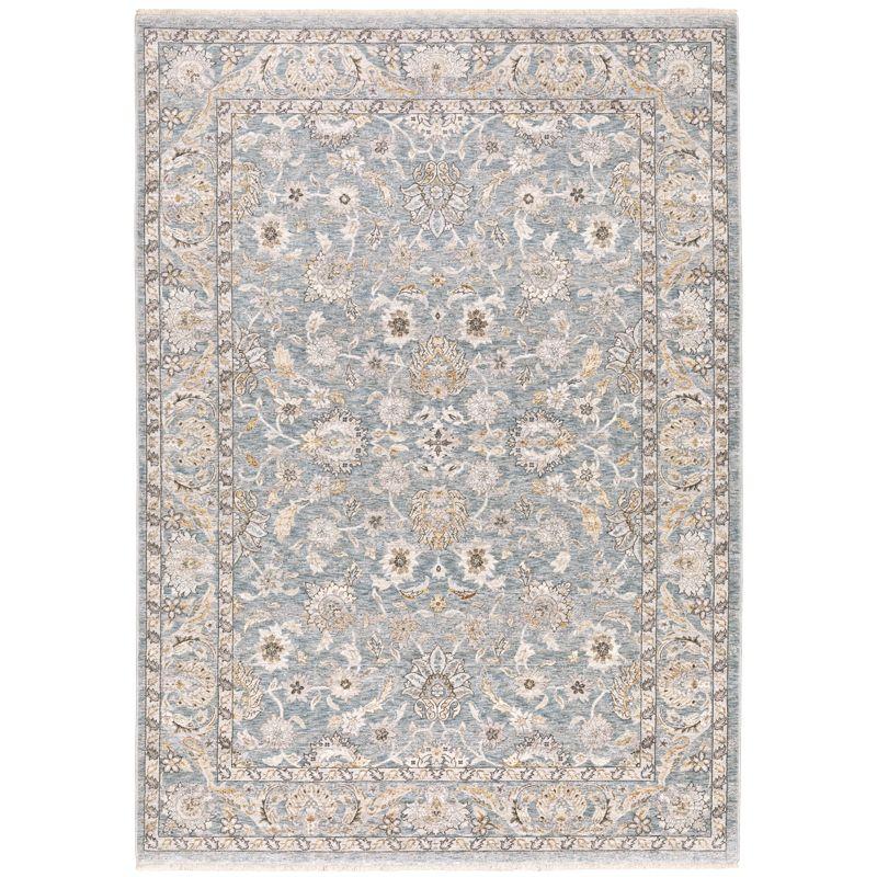 Maharaja Blue and Ivory Synthetic Traditional Area Rug 5'3" x 7'6"