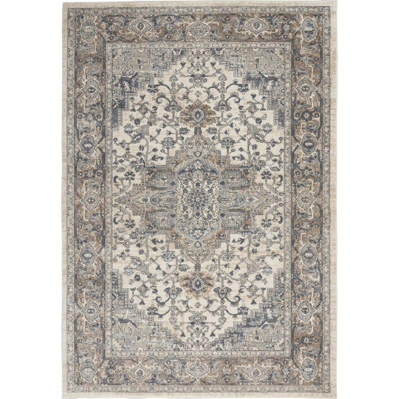 Nourison Concerto Center Medallion Indoor Rug Ivory/Grey 6' x 9'