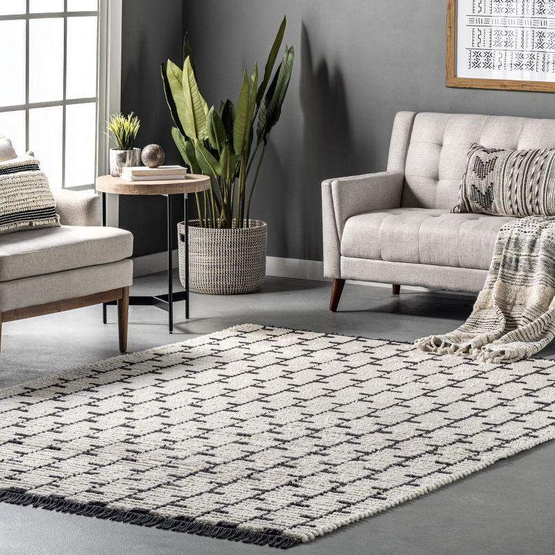 Beige Rectangular Shag Synthetic 4' x 6' Area Rug