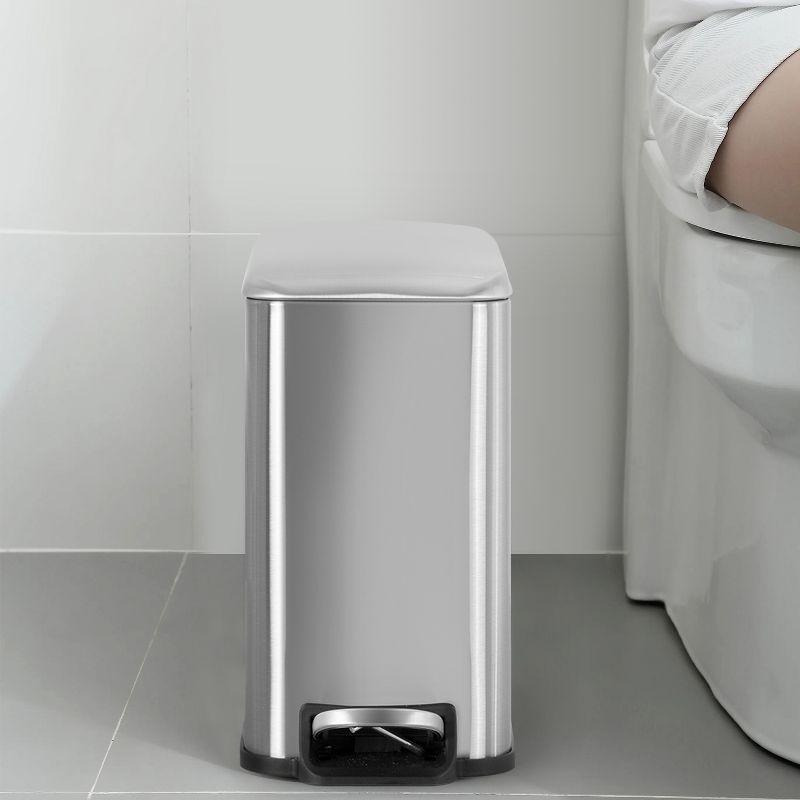 FDW 1.3Gal/5L Bathroom Trash Can Stainless Steel with Soft-Close Lid