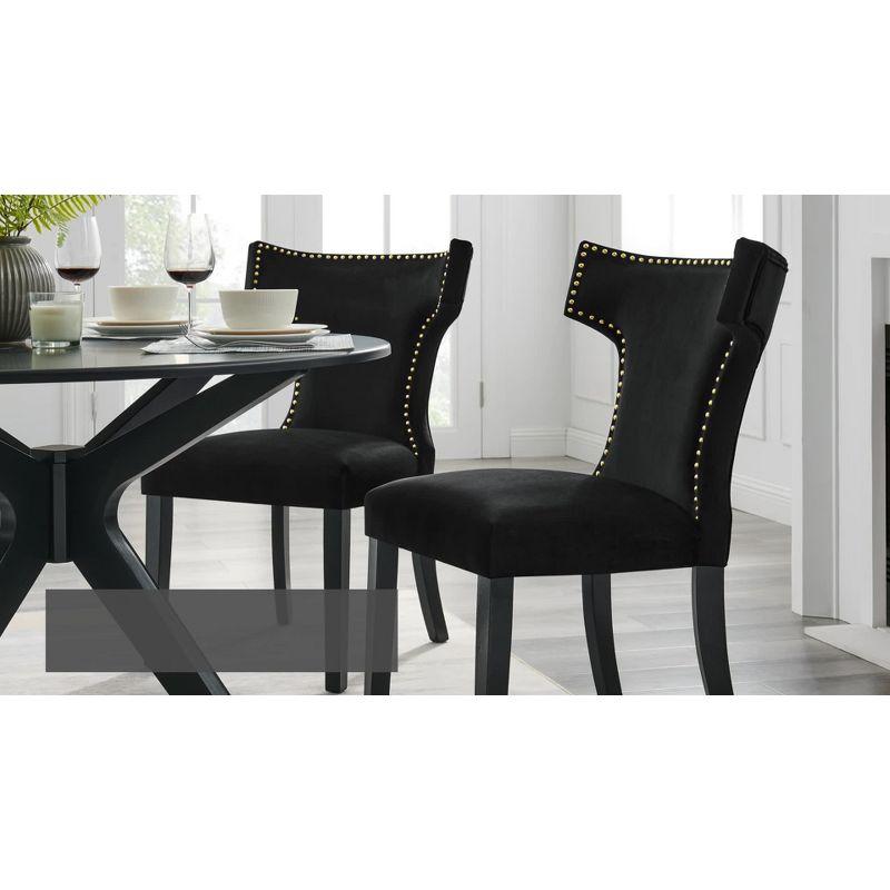 Set of 2 Curve Performance Velvet Dining Chairs Black - Modway: Rubberwood Frame, Armless, Spot Clean