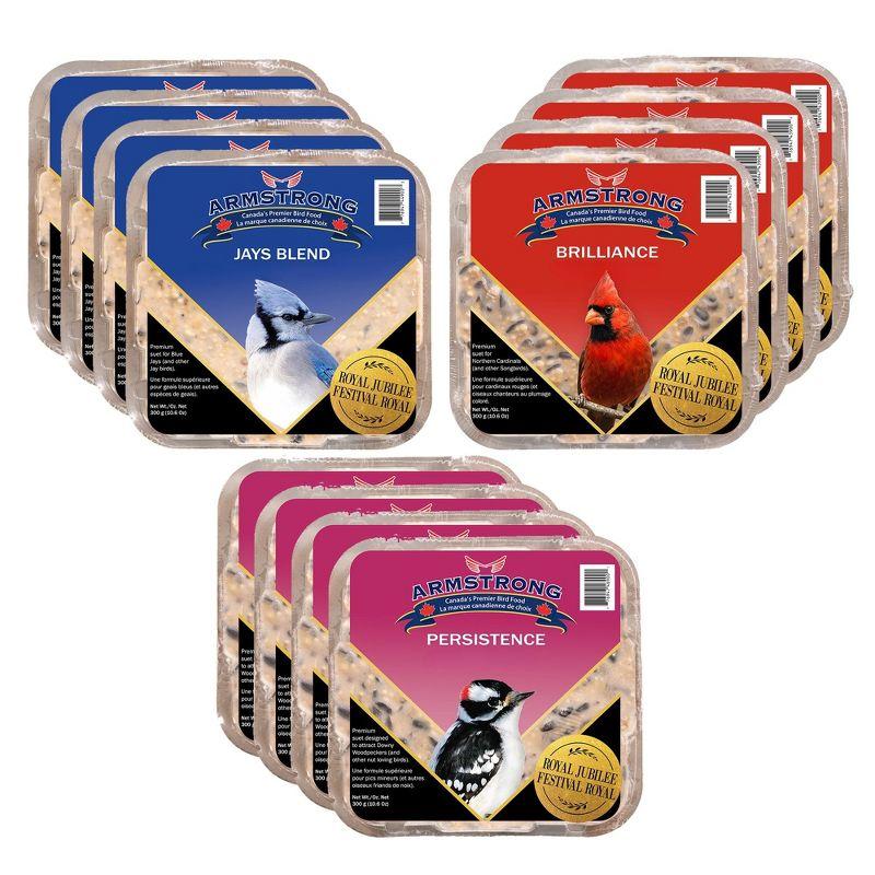 Armstrong Wild Bird Food Royal Jubilee Variety Suet Cake Multi-Pack, 10.6oz (Pack of 12)