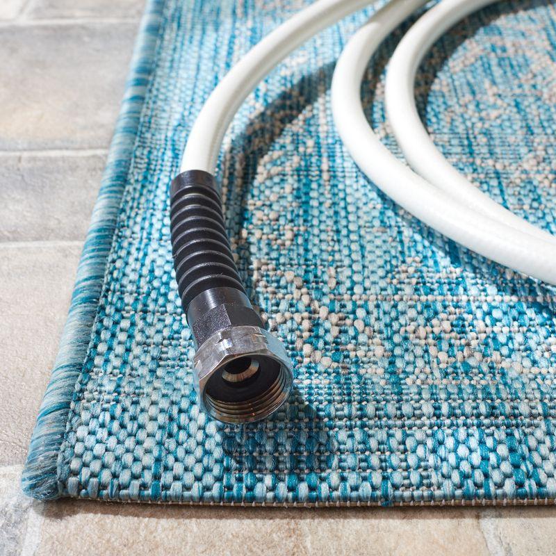 Courtyard CY8680 Power Loomed Indoor and Outdoor Area Rug - Aqua/Grey - 8'x11' - Safavieh