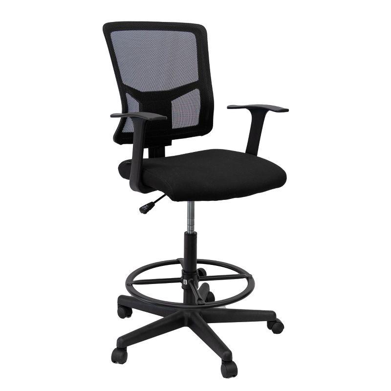 Black Mesh Adjustable Drafting Task Stool with Swivel