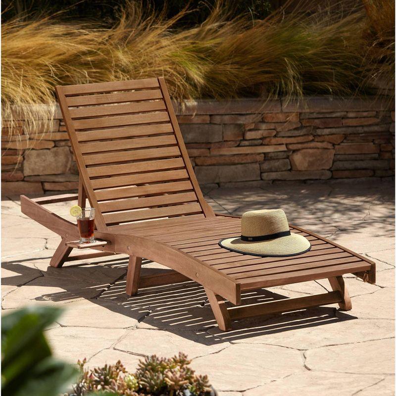 Teal Island Designs Gambo Natural Wood Adjustable Outdoor Lounger Chair