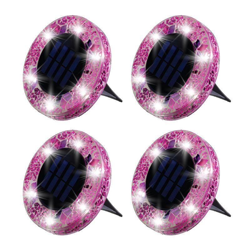 Bell + Howell Bell+howell Disk Lights Solar Ground Lights Mosaic Wireless Auto On/off Solar Pathway Garden Outdoor Lighting With 6 Led Bulbs For Lawn, Patio, Garden, Yard, Pathways Waterproof, 4 Pack - Blue & Reviews | Wayfair